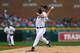 DETROIT, MI - OCTOBER 15: Justin Verlander #35 of the Detroit Tigers pitches during Game Three of the American League Championship Series against the Boston Red Sox at Comerica Park on October 15, 2013 in Detroit, Michigan. (Photo by Ronald Martinez/Get
