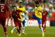FOXBORO, MA - SEPTEMBER 10: Alexandre Pato #9 of Brazil traps the ball in front of Miguel Veloso #4 of Portugal in the second half during the international friendly match at Gillette Stadium on September 10, 2013 in Foxboro, Massachusetts. (Photo by Jared