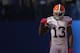INDIANAPOLIS, IN - OCTOBER 21: Josh Gordon #13 of the Cleveland Browns walks off of the field during a game against the Indianapolis Colts at Lucas Oil Stadium on October 21, 2012 in Indianapolis, Indiana. The Colts defeated the Browns 17-13. (Photo by