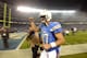 SAN DIEGO, CA - OCTOBER 14: Quarterback Philip Rivers #17 celebrates as he runs to the locker room after defeating the of the Indianapolis Colts at Qualcomm Stadium October 14, 2013 in San Diego, California. (Photo by Kevork Djansezian/Getty Images)