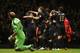 LONDON, ENGLAND - OCTOBER 19: David Silva
(3rd L) of Manchester City is congratulated by teammates after scoring his team's third goal during the Barclays Premier League match between West Ham United and Manchester City at Boleyn Ground on October 19, 2