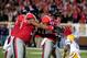 OXFORD, MS - OCTOBER 19: Chief Brown #8 of the Ole Miss Rebels celebrates an interception against the LSU Tigers during a game at Vaught-Hemingway Stadium on October 19, 2013 in Oxford, Mississippi. (Photo by Stacy Revere/Getty Images)
