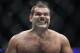 Oct 19, 2013; Houston, TX, USA; Gabriel Gonzaga reacts after defeating Shawn Jordan (not pictured) by knockout in their heavyweight bout during UFC 166 at Toyota Center. Mandatory Credit: Andrew Richardson-USA TODAY Sports