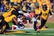 COLUMBIA, MO - OCTOBER 19: Defensive back Jeremy Brown #8 of the Florida Gators is brought down after making a catch during the game against the Missouri Tigers at Faurot Field/Memorial Stadium on October 19, 2013 in Columbia, Missouri. (Photo by Jamie
