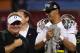 GLENDALE, AZ - JANUARY 03: Head coach Chip Kelly celebrates with Marcus Mariota #8 of the Oregon Ducks after their 35 to 17 win over the Kansas State Wildcats in the Tostitos Fiesta Bowl at University of Phoenix Stadium on January 3, 2013 in Glendale, Ar