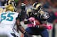 ST. LOUIS, MO - OCTOBER 6: Zac Stacy #30 of the St. Louis Rams rushes against the Jacksonville Jaguars at the Edward Jones Dome on October 6, 2013 in St. Louis, Missouri. The Rams beat the Jaguars 34-20. (Photo by Dilip Vishwanat/Getty Images)