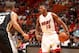 MIAMI, FL - OCTOBER 19: Mario Chalmers #15 of the Miami Heat looks to pass the ball against the San Antonio Spurs during a game on October 19, 2013 at American Airlines Arena in Miami, Florida. NOTE TO USER: User expressly acknowledges and agrees that, by
