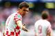 POZNAN, POLAND - JUNE 14: Mario Mandzukic of Croatia gestures during the UEFA EURO 2012 group C match between Italy and Croatia at The Municipal Stadium on June 14, 2012 in Poznan, Poland. (Photo by Clive Mason/Getty Images)