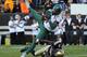BOULDER, CO - OCTOBER 05: Wide receiver Josh Huff #1 of the Oregon Ducks makes a four yard touchdown reception against defensive back John Walker #5 of the Colorado Buffaloes to give the Ducks a 43-16 halftime lead at Folsom Field on October 5, 2013 in B