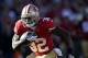 Oct 13, 2013; San Francisco, CA, USA; San Francisco 49ers running back Kendall Hunter (32) runs for a touchdown during the fourth quarter against the Arizona Cardinals at Candlestick Park. San Francisco 49ers won 32-20. Mandatory Credit: Bob Stanton-USA