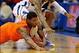 Marcus Smart dives for a ball at Allen Fieldhouse last year.