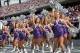 Oct 12, 2013; Fort Worth, TX, USA; TCU Horned Frog showgirls cheerleaders perform backflips during the game against the Kansas Jayhawks at Amon G. Carter Stadium. Mandatory Credit: Kirby Lee-USA TODAY Sports