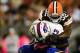 Oct 3, 2013; Cleveland, OH, USA; Cleveland Browns inside linebacker D'Qwell Jackson (52) tackles Buffalo Bills wide receiver Steve Johnson (13) during the first quarter at FirstEnergy Stadium. Mandatory Credit: Andrew Weber-USA TODAY Sports