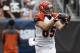 Sep 29, 2013; Cleveland, OH, USA; Cincinnati Bengals tight end Tyler Eifert (85) makes a catch during the third quarter against the Cleveland Browns at FirstEnergy Stadium. Browns beat the Bengals 17-6. Mandatory Credit: Raj Mehta-USA TODAY Sports