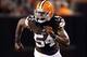 Aug 15, 2013; Cleveland, OH, USA; Cleveland Browns outside linebacker Quentin Groves (54) against the Detroit Lions during the third quarter at FirstEnergy Field. Mandatory Credit: Ron Schwane-USA TODAY Sports
