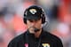 Oct 13, 2013; Denver, CO, USA; Jacksonville Jaguars head coach Gus Bradley on his sidelines in the third quarter against the Denver Broncos at Sports Authority Field at Mile High. The Broncos defeated the Jaguars 35-19. Mandatory Credit: Ron Chenoy-USA TO