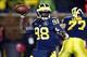 Oct 19, 2013; Ann Arbor, MI, USA; Michigan Wolverines quarterback Devin Gardner (98) passes the ball in the fourth quarter against the Indiana Hoosiers at Michigan Stadium. Michigan won 63-47. Mandatory Credit: Rick Osentoski-USA TODAY Sports