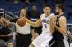 Oct 18, 2013; Orlando, FL, USA; Orlando Magic center Nikola Vucevic (9) drives to the basket as Memphis Grizzlies center Marc Gasol (33) defends during the first half at Amway Center. Mandatory Credit: Kim Klement-USA TODAY Sports