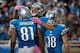 Oct 20, 2013; Detroit, MI, USA; Detroit Lions wide receiver Calvin Johnson (81) celebrates his touchdown with tight end Joseph Fauria (80) during the third quarter against the Cincinnati Bengals at Ford Field. Mandatory Credit: Tim Fuller-USA TODAY Sports