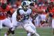 Oct 26, 2013; Champaign, IL, USA; Michigan State Spartans running back Jeremy Langford (33) runs the ball during the second half against the Illinois Fighting Illini at Memorial Stadium. Michigan State won 42-3. Mandatory Credit: Pat Lovell-USA TODAY Spor