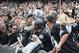Oct 27, 2013; Oakland, CA, USA; Oakland Raiders running back Darren McFadden (20) jumps into the crowd after scoring a touchdown against the Pittsburgh Steelers during the second quarter at O.co Coliseum. Mandatory Credit: Ed Szczepanski-USA TODAY Sports