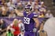 Oct 27, 2013; Minneapolis, MN, USA; Minnesota Vikings defensive end Jared Allen (69) prior to a play during the third quarter against the Green Bay Packers at Mall of America Field at H.H.H. Metrodome. The Packers defeated the Vikings 44-31. Mandatory Cre