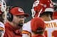 Sep 19, 2013; Philadelphia, PA, USA; Kansas City Chiefs head coach Andy Reid talks with quarterback Alex Smith (11) during the fourth quarter against the Philadelphia Eagles at Lincoln Financial Field. The Chiefs defeated the Eagles 26-16. Mandatory Credi