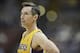 Oct 25, 2013; Anaheim, CA, USA; Los Angeles Lakers guard Steve Nash (10) during a break in play against the Utah Jazz during the second quarter at Honda Center. Mandatory Credit: Kelvin Kuo-USA TODAY Sports