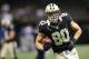 Oct 27, 2013; New Orleans, LA, USA; New Orleans Saints tight end Jimmy Graham (80) warms up prior to kickoff against the Buffalo Bills at the Mercedes-Benz Superdome. Mandatory Credit: Crystal LoGiudice-USA TODAY Sports
