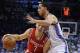 Apr 24, 2013; Oklahoma City, OK, USA; Houston Rockets guard Jeremy Lin (7) handles the ball against Oklahoma City Thunder guard Kevin Martin (23) in the first half during game two of the first round of the 2013 NBA Playoffs at Chesapeake Energy Arena. Man