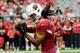 Oct 27, 2013; Phoenix, AZ, USA; Arizona Cardinals wide receiver Larry Fitzgerald (11) warms up prior to the game against the Atlanta Falcons at University of Phoenix Stadium. Mandatory Credit: Matt Kartozian-USA TODAY Sports