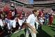 Oct 26, 2013; Tuscaloosa, AL, USA; Alabama Crimson Tide head coach Nick Saban leads his team to the field for their game against the Tennessee Volunteers at Bryant-Denny Stadium. Mandatory Credit: John David Mercer-USA TODAY Sports