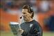 Sep 23, 2013; Denver, CO, USA; Oakland Raiders offensive coordinator Greg Olson during the game against the Denver Broncos at Sports Authority Field at Mile High. The Broncos defeated the Raiders 37-21. Mandatory Credit: Kirby Lee-USA TODAY Sports