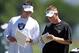 Jun 12, 2012; Alameda, CA, USA; Oakland Raiders coach Dennis Allen (left) and defensive coordinator Jason Tarver at minicamp at the Raiders practice facility. Mandatory Credit: Kirby Lee/Image of Sport-USA TODAY Sports