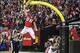 Dec 16, 2012; Atlanta, GA, USA; Atlanta Falcons tight end Tony Gonzalez (88) celebrates a touchdown in the first half against the New York Giants at the Georgia Dome. Mandatory Credit: Daniel Shirey-USA TODAY Sports