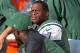 Oct 13, 2013; East Rutherford, NJ, USA; New York Jets quarterback Geno Smith (7) sits on the bench with wide receiver Santonio Holmes (10) during the second half at MetLife Stadium. The Steelers defeated the Jets 19-6. Mandatory Credit: Ed Mulholland-USA