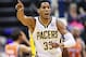 March 23, 2012; Indianapolis, IN, USA; Indiana Pacers small forward Danny Granger (33) motions to teammates against the Phoenix Suns at Bankers Life Fieldhouse. Phoenix defeated Indiana 113-111. Mandatory credit: Michael Hickey-USA TODAY Sports