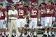 Oct 26, 2013; Tuscaloosa, AL, USA; Alabama Crimson Tide head coach Nick Saban looks on from the sidelines against the Tennessee Volunteers during the fourth quarter at Bryant-Denny Stadium. Mandatory Credit: John David Mercer-USA TODAY Sports