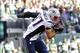 Oct 20, 2013; East Rutherford, NJ, USA; New England Patriots tight end Rob Gronkowski (87) is unable to make a catch against the New York Jets during the second half at MetLife Stadium. The Jets won the game 30-27 in overtime. Mandatory Credit: Joe Campor
