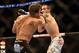 Jun 15, 2013; Winnipeg, MB, Canada; Sam Stout (left) fights James Krause during their Lightweight bout at UFC 161 at MTS Centre. Mandatory Credit: Tom Szczerbowski-USA TODAY Sports