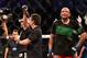 Oct 9, 2013; Barueri, Sao Paulo, Brazil; Fabio Maldonado (left) celebrates defeating Joey Beltran (red shorts) during UFC Fight Night 29 at Jose Correa Arena. Mandatory Credit: Jason Silva-USA TODAY Sports