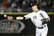 Sep 26, 2013; Chicago, IL, USA; Chicago White Sox second baseman Gordon Beckham (15) makes a throw to first base against the Kansas City Royals during the ninth inning at U.S Cellular Field. Kansas City defeats Chicago 3-2. Mandatory Credit: Mike DiNovo-U