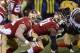 Jan 12, 2013; San Francisco, CA, USA; San Francisco 49ers defensive end Justin Smith (94) rushes during the second quarter of the NFC divisional round playoff game against the Green Bay Packers at Candlestick Park. Mandatory Credit: Robert Hanashiro-USA