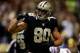 NEW ORLEANS, LA - OCTOBER 27: Jimmy Graham #80 of the New Orleans Saints reacts after scoring a touchdown against the Buffalo Bills at Mercedes-Benz Superdome on October 27, 2013 in New Orleans, Louisiana. (Photo by Chris Graythen/Getty Images)