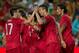 FARO, PORTUGAL - AUGUST 14: Cristiano Ronaldo (2ndR) of Portugal celebrates scoring their opening goal with teammate Luis Miguel Afonso Fernandes alias Pizzi (L) during the International Friendly match between Portugal and Netherlands at Estadio Algarve o