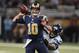 ST. LOUIS, MO - OCTOBER 28: Kellen Clemens #10 of the St. Louis Rams is hit as he throws by Bruce Irvin #51of the Seattle Seahawks in the third quarter at the Edward Jones Dome on October 28, 2013 in St. Louis, Missouri. (Photo by Michael Thomas/Getty Im