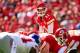 KANSAS CITY, MO - SEPTEMBER 29: Quarterback Alex Smith #11 of the Kansas City Chiefs in action during the game against the New York Giants at Arrowhead Stadium on September 29, 2013 in Kansas City, Missouri. (Photo by Jamie Squire/Getty Images)