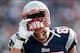 Oct 27, 2013; Foxborough, MA, USA; New England Patriots tight end Rob Gronkowski (87) removes his helmet after the Patriots turned the ball over on downs against the Miami Dolphins during the second quarter at Gillette Stadium. Mandatory Credit: Winslow T