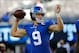 Aug 24, 2013; East Rutherford, NJ, USA; New York Giants quarterback Ryan Nassib (9) prior to the game against the New York Jets at MetLife Stadium. Mandatory Credit: Jim O'Connor-USA TODAY Sports