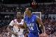 Mar 31, 2013; Indianapolis, IN, USA; Duke Blue Devils guard Rasheed Sulaimon (14) works against Louisville Cardinals guard Russ Smith (2) in the first half during the finals of the Midwest regional of the 2013 NCAA tournament at Lucas Oil Stadium. Mandat